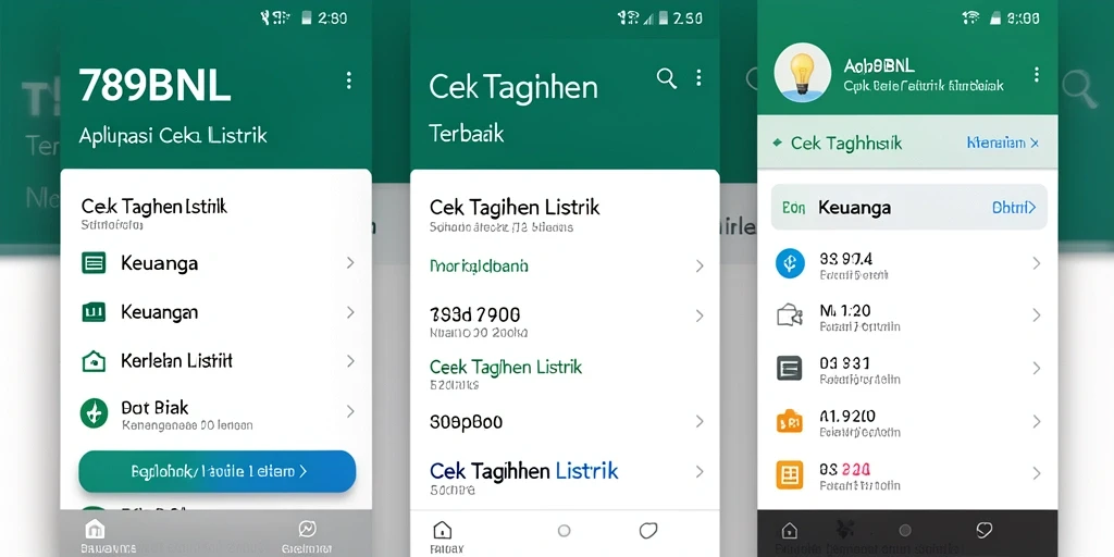 Tampilan antarmuka 789BNL untuk pengecekan tagihan listrik yang mudah.
