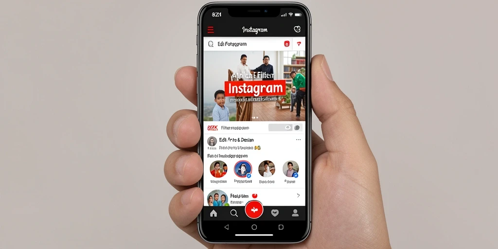Antarmuka aplikasi 8ZK dengan berbagai filter Instagram.