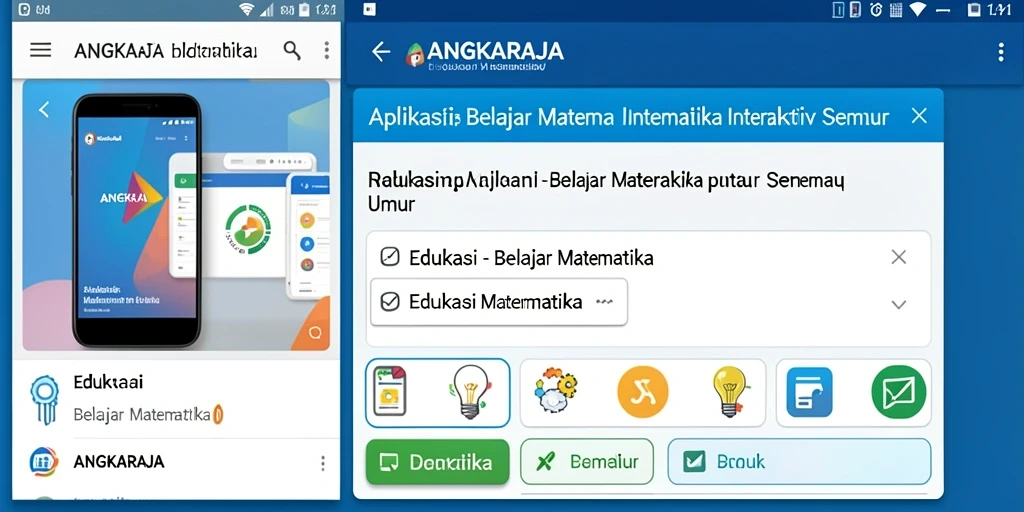 Antarmuka aplikasi ANGKARAJA untuk belajar matematika yang interaktif dan menarik.
