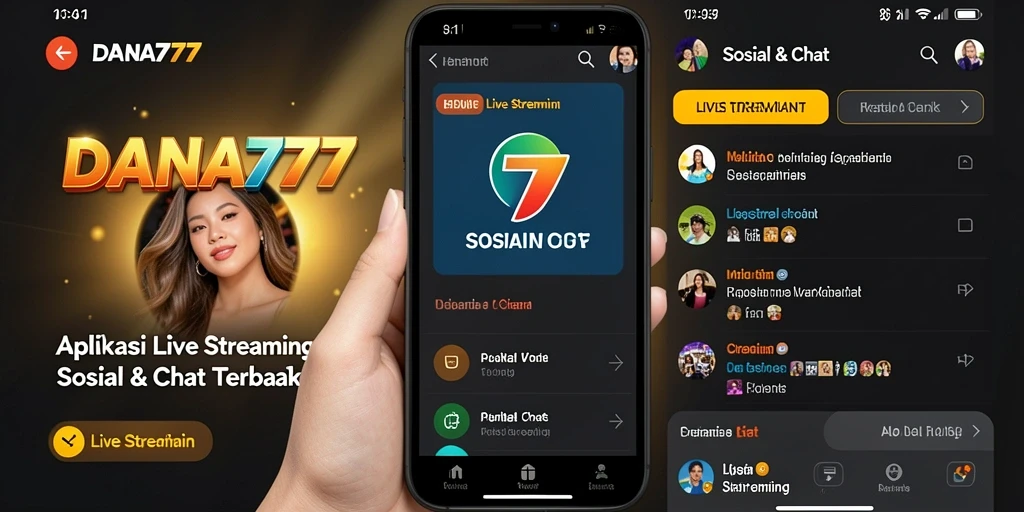 Antarmuka DANA777 menampilkan fitur Live Streaming yang interaktif dan menarik.
