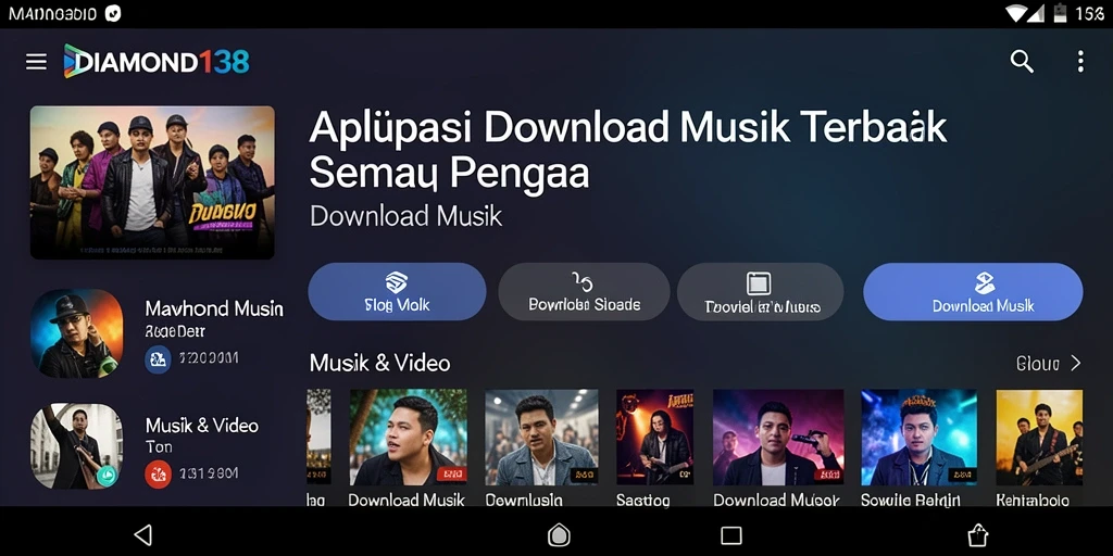 Antarmuka menarik dari aplikasi Download Musik DIAMOND138.