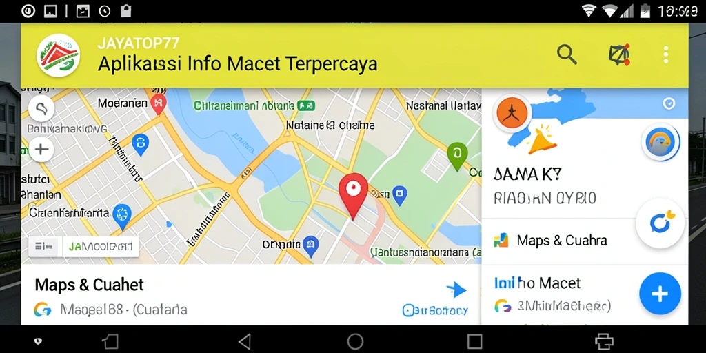 Antarmuka aplikasi JAYATOP77 menampilkan informasi kemacetan terkini.