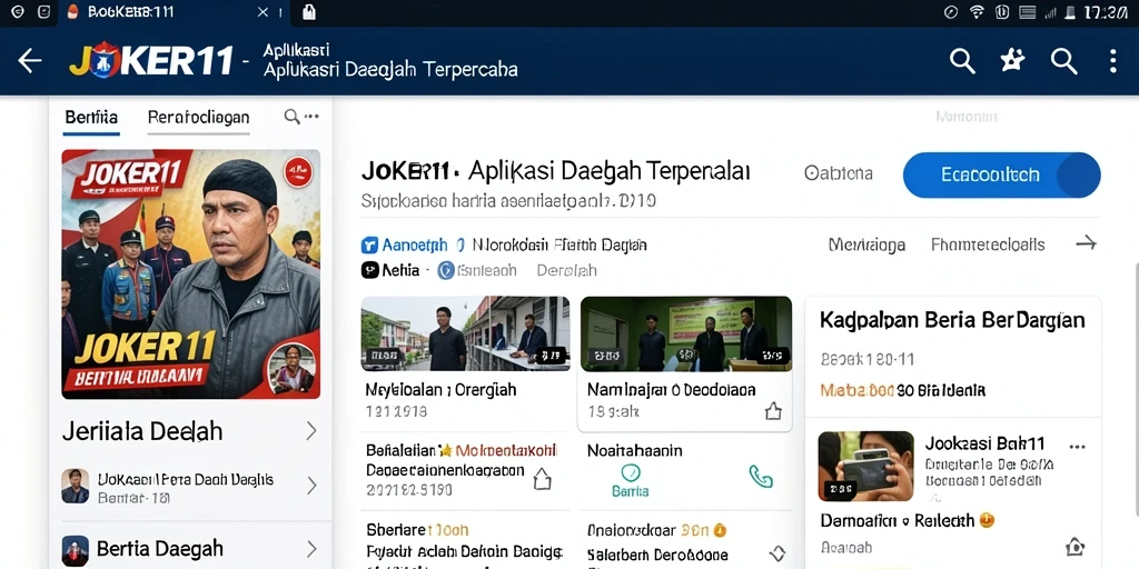 Screenshot antarmuka aplikasi JOKER11 yang menampilkan fitur berita daerah.