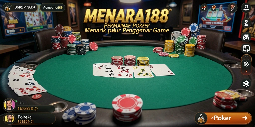 Tampilan antarmuka poker yang menarik dan interaktif.