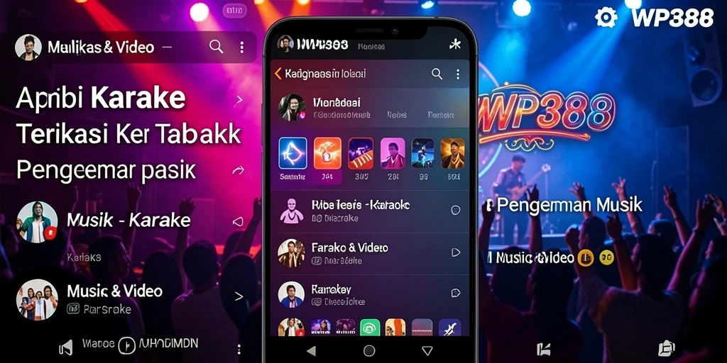 Antarmuka WP888 menampilkan pilihan lagu karaoke yang menarik.